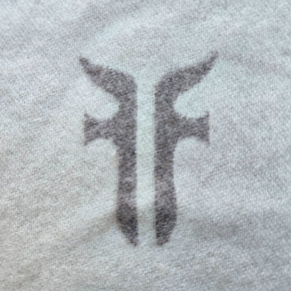 Frye & Co Wool Cashmere Fringe Logo Scarf - Picture 2 of 8